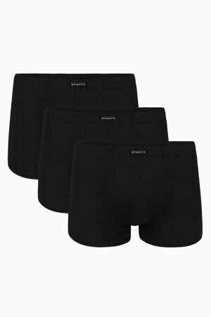 Atlantic Herren Boxershorts 3-er Pack Set Unterwäsche Glatt Baumwolle 3BMH-007, Schwarz