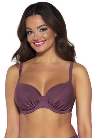 Ava Dame Bikini-BH Oberteil Gepolsterte Cups Bügel Glänzend Sommer Bademode Strandmode SK-168/1, Violett