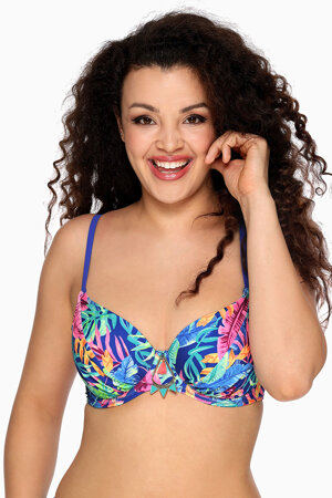 Ava Dame Bikini BH Oberteil Soft Cups Bademode Strandmode Bunt Gemustert SK-144, Blau