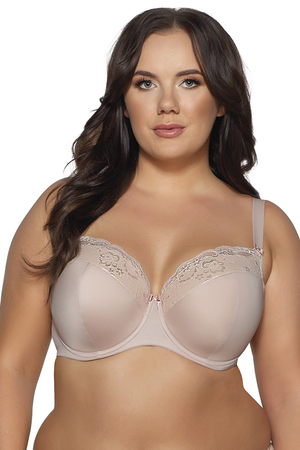 Ava Dame Bügel-BH Klassisch Große Brüste Spitze Bügel Gemustert Dessous 2112 Azalea Maxi , Beige