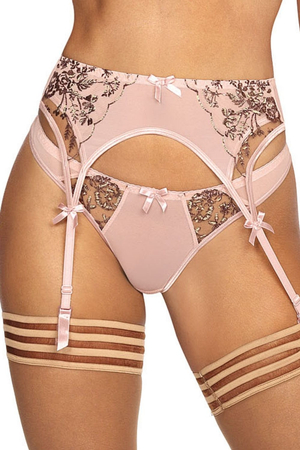 Axami Dame String Unterohose Netz Schleife Stickerei Unterwäsche geblümt V-9528 , Rosa