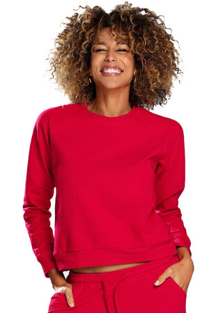 Dkaren Dame Sweatshirt Bequem Schnitt Bekleidung Musterlos Wenezja, Rot