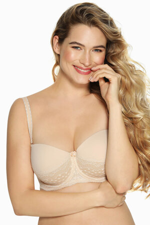 Gaia Dame Bügel BH Bardot Spitze Schalen Abnehmbare Träger Elegant 943 Cynthia, Beige