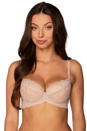 Gaia Dame Push-Up BH Gepolsterte Schalen Klassisch Spitze Geblümt 1161 Kasjana, Beige