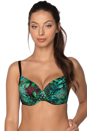 Gaia Dame Push-Up Bikini-BH Schwimmbad Bademode Gemustert Träger 014P Barbados, Schwarz