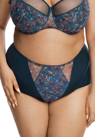 Gaia Dame Slip Klassisch Hoher Bund Voller Hinterteil Gemustert 1140P, Blau