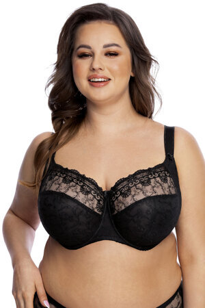 Gaia Dame Soft BH Stickerei Weiche Cups Träger Bügel Klassisch Elegant 1151M Temida Maxi, Schwarz