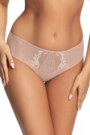 Gorsenia Dame Slip Brazilian Ausgeschnitten Stickerei Geblümt K691 Blanche, Pink