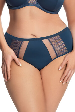 Gorsenia Dame Slip Klassisch Voll Tüll Spitze K637 Faro, Blau