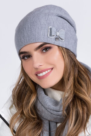 Kamea Dame Wintermütze Kopfbedeckung warm dick Schleife Wika , Grau