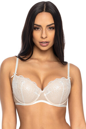 Mat Dame Push-Up BH Bügel Gepolsterte Cups Herausnehmbare Einlagen Netz Klassisch Elegant 3546/11 Mariella, Beige