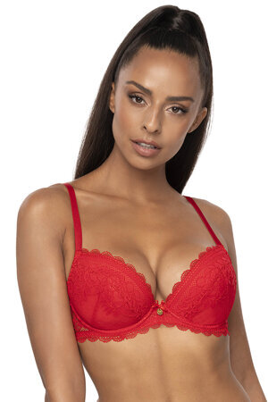 Mat Dame Push-Up BH Gepolstert Spitze Geblümt Elegant Einlagen 0198/11/2 Estelle, Rot