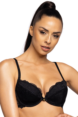 Mat Dame Push-Up BH Spitze Dessous Einlagen Gepolsterte Cup Klassisch Hochzeit 0196/1 Nell, Schwarz