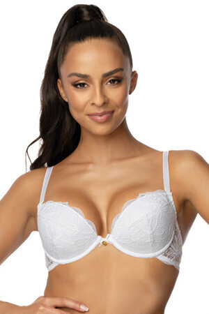 Mat Dame Push-Up BH Spitze Dessous Einlagen Gepolsterte Cup Klassisch Hochzeit 0196/1 Nell, Weiß