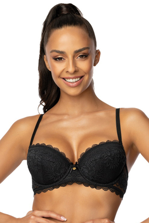 Mat Dame Push-Up BH Spitze Gepolsterte Schalen Herausnehmbare Einlagen 0198/11/1 Estelle, Schwarz