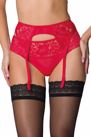 Mat Dame String Spitze Netz Mesh Sinnlich Sexy Blumenmuster 0115/4 Hannah, Rot