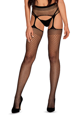 Obsessive Damen Spitzenstrümpfe  Reziwäsche Sinnlich Garter Stockings S815, Schwarz