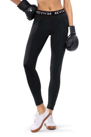 Reviver Dame Leggings  klassisch  Bund Taille  Sport F9514  , Schwarz