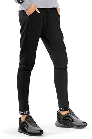 Reviver Damen Jogginghose Lange Glatt Musterlos Sport Alltag Komfortabel F9505, Schwarz