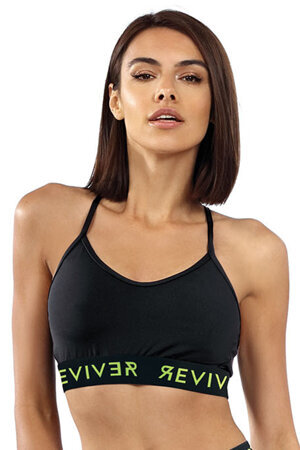 Reviver Damen Sport-BH Träger Soft Bügellos Komfortabel Gymnastik Training F5523, Schwarz