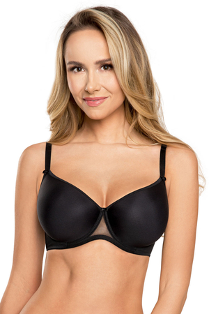 Vivisence Bügel BH Damen Glatte Seamless Schalen Gepolsterter Büstenhalter mit Bügel Klassische BHs Große Brüste Starker Halt, Passt sich Perfekt an die Brust, 1046, Schwarz