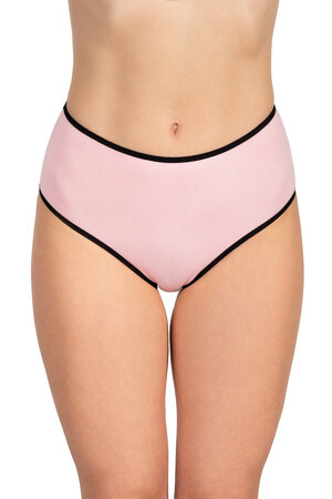 Vivisence Dame Slip Mit Hohem Bund Voll Klassisch Unterhose Baumwolle Alltag 4017 , Schwarzes Gummiband:Rosa