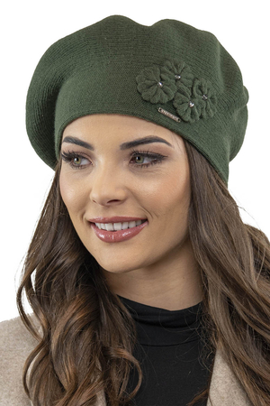 Vivisence Damen Baskenmütze Warm Und Gemütlich Wintermütze an Winter und Herbst Warme Dick Strickmütze, Kopfbedeckung Eleganter Klassisch Mütze für Frauen Modell 7006, Grün