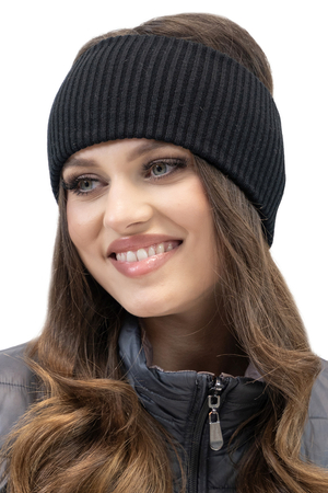 Vivisence Damen Stirnband Winter aus Aus Geripptem Garn Mit Perfekter Anpassung für Optimalen Tragekomfort Ideal für Kühle Herbsttage und Stilvolles Trendiges Design Modell 7092, Schwarz