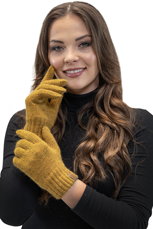 Vivisence Damen Winter Handschuhe Mit Gemütlich Stilvolle Breitem Klassische Strickbündchen Aus Weichem Und Warme Garn Ideal Für Kaltes Wetter Perfekte Eleganz Und Komfort Modell 7014, Dunkelgelb