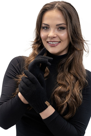 Vivisence Damen Winter Handschuhe Mit Gemütlich Stilvolle Breitem Klassische Strickbündchen Aus Weichem Und Warme Garn Ideal Für Kaltes Wetter Perfekte Eleganz Und Komfort Modell 7014, Schwarz