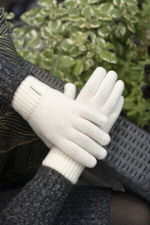 Vivisence Damen Winter Handschuhe Mit Klassische Breitem Strickbündchen Gemütlich Stilvolle Hergestellt Aus Warmes Und Weiches Wollgarn Perfekt Für Kalte Wintertage Herbst Modell 7201, Ecru