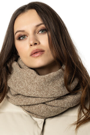 Vivisence Damen Winter Loop Schal Aus Modischer Gemütlich Wärmendem Garn Kalte Wintertage Frauen Elegante Melange-Muster Dekorative Und Sportliche Outfits Winter Herbst Modell 7108, Beige Melange