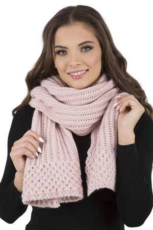 Vivisence Damen Winter Schal Aus Modischer Gemütlich Wärmendem Garn Mit Dekorativer Bindung Für Kalte Wintertage Frauen Elegante Und Sportliche Outfits Winter Herbst Modell 7016s, Rosa