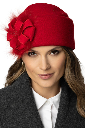 Vivisence Damen Winter Toque aus Schurwolle Handgefertigte Herbst Warme Mütze Antistatischen für Frauen Ideal für Kalte Wintertage Modell 7083, Rot