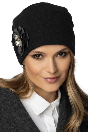 Vivisence Damen Wintermütze aus Schurwolle Elegante Warm Und Gemütlich Frauen Herbst Beanie Mütze Vliesfutter Antistatischem Effekt Ideal Für Kalte Wintertage Modell 7084, Schwarz