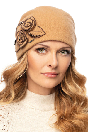 Vivisence Mütze Damen für Winter Handgefertigte Herbst Elegante Beanie Wintermütze aus Schurwolle Antistatische Eigenschaften Perfekt Für Kalte Wintertage Modell 7068, Beige