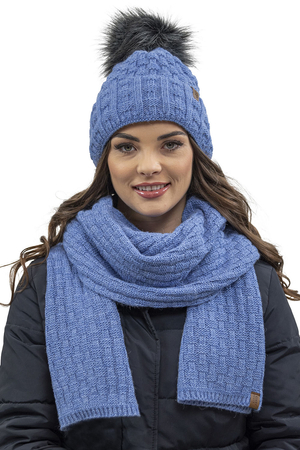 Vivisence Trendige Damen Winter Bommelmütze Mit Weichem Vlies-Innenfutter Aus Wärmendem Garn Antistatische Eigenschaften Perfekte Passform Für Kalte Wintertage Modisches Design, Denim