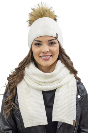 Vivisence Trendiger Damen Winter Schal Aus Warmem Garn Für Elegante Und Sportliche Outfits Für Frauen Ideal Für Kalte Wintertage Weich Und Bequem , Ecru