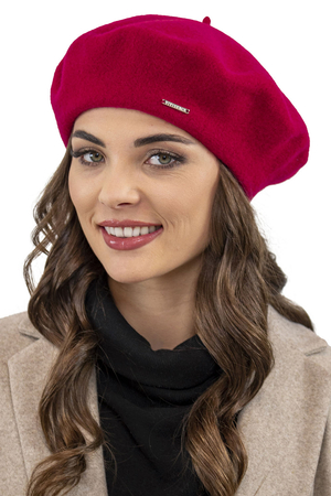 Vivisence Winter Baskenmütze aus Wolle für Damen Herbst Barette Warm und Gemütlich Klassischer Schnitt Elegante Perfekte für Herbst und Wintertage Modell 7073, Rot