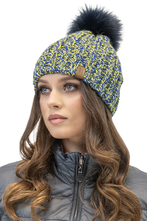 Vivisence Winter Bommelmütze für Damen Herbst Frauen Wintermütze mit Bommel Antistatischem Innenfutter Perfekte Passform für Kalte Wintertage Modell 7086, Gelb