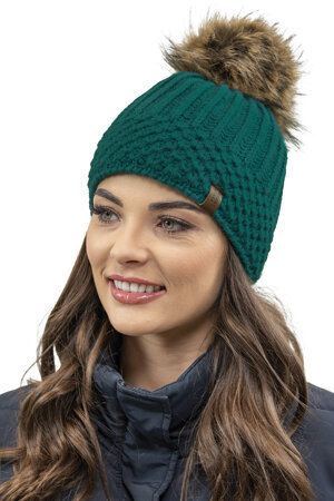 Vivisence Wintermütze mit Bommel Damen Perfekte Passform Warmes Bommelmütze Herbst Frauen Mütze für Winter Aufgerolltem Design Für Extra Wärme Ideal Für Kalte Wintertage Modell 7016, Dunkeltürkis