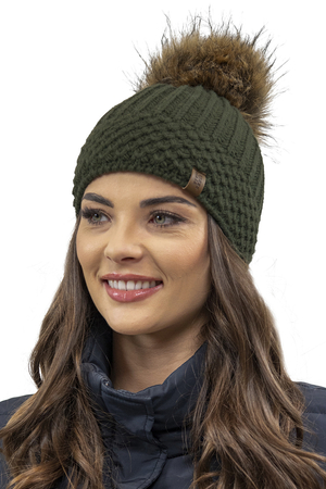 Vivisence Wintermütze mit Bommel Damen Perfekte Passform Warmes Bommelmütze Herbst Frauen Mütze für Winter Aufgerolltem Design Für Extra Wärme Ideal Für Kalte Wintertage Modell 7016, Grün