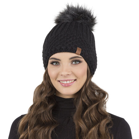 Vivisence Wintermütze mit Bommel Damen Perfekte Passform Warmes Bommelmütze Herbst Frauen Mütze für Winter Aufgerolltem Design Für Extra Wärme Ideal Für Kalte Wintertage Modell 7016, Schwarz