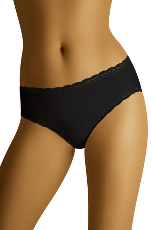 Wolbar Dame Slip Spitze Klassisch Einfarbig Unterhose Dessous Alltag WB452, Schwarz