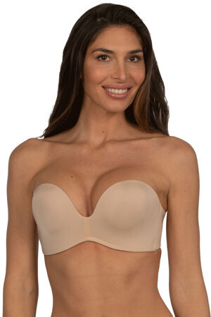 Wonderbra Dame BH musterlos Trägerlos glatt WB00032D 0BM, Beige