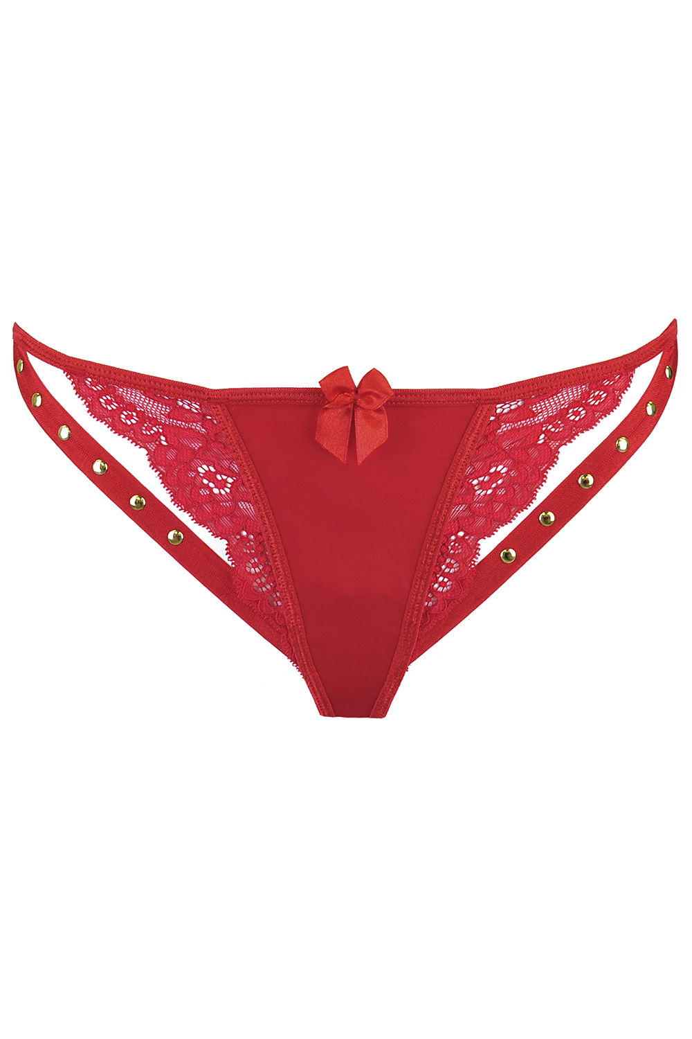 Axami Dame String Reizwäsche Spitze Nieten Verführerisch Sexy Unterwäsche  V-9778, Rot