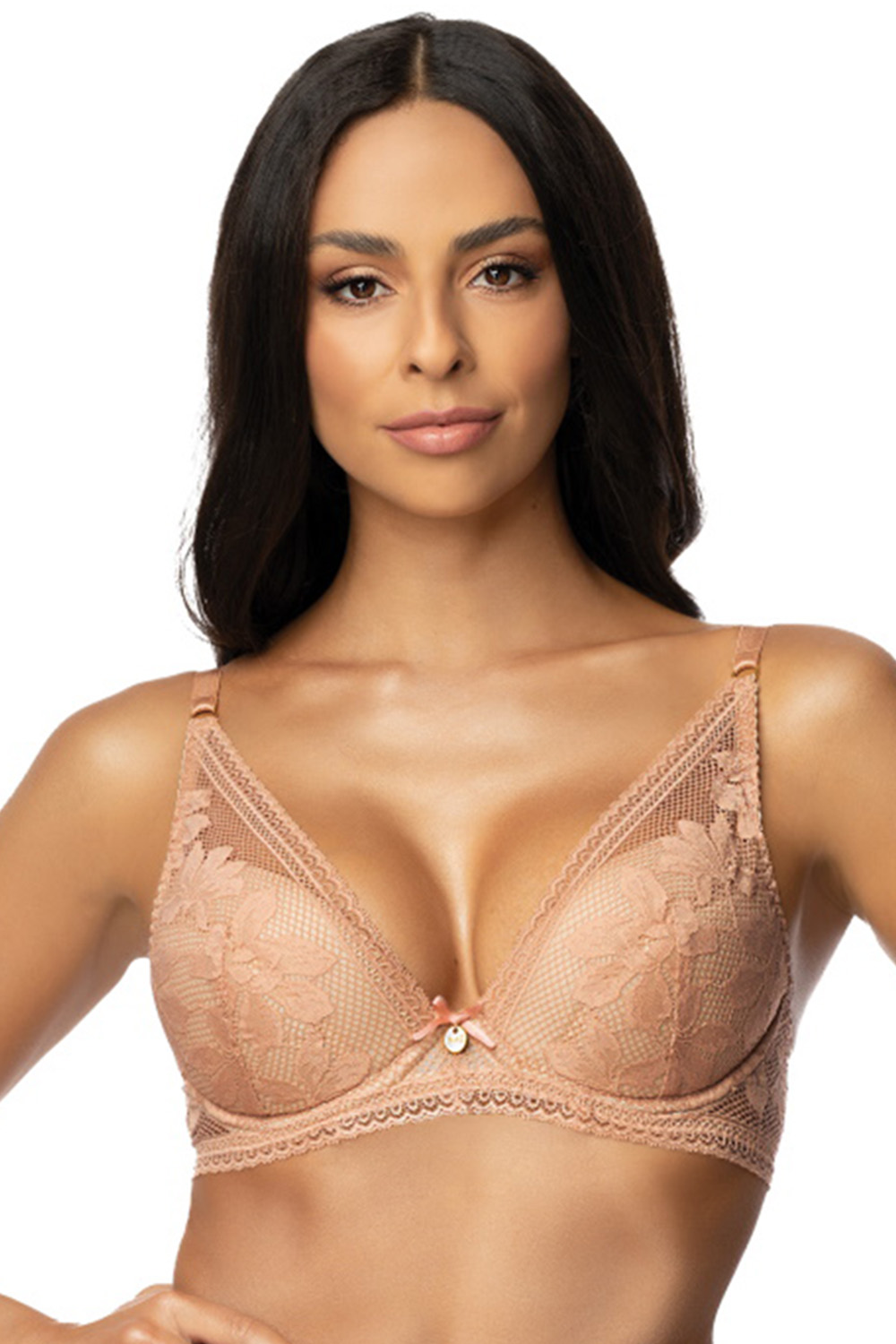 Mat Dame Push-Up BH Spitze Schalen Träger Schleife Dessous 3606/11/1  Margaret, Beige