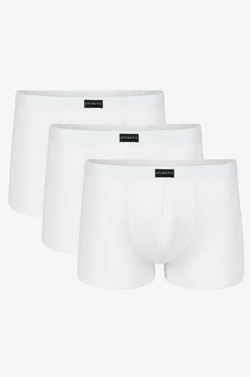 Atlantic Herren Boxershorts 3-er Pack Set Unterwäsche Glatt Baumwolle 3BMH-007, Weiß