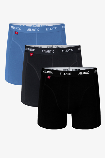 Atlantic Herren Boxershorts 3er Pack Bund Gummiband Klassisch Unterwäsche3MH-047, Blau