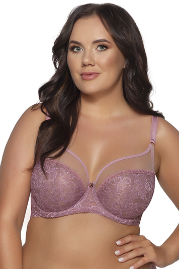 Ava 1396 Soft BH Damen Unterwäsche gemustert Seitenstäbchen regulierbar Setteil , Violett